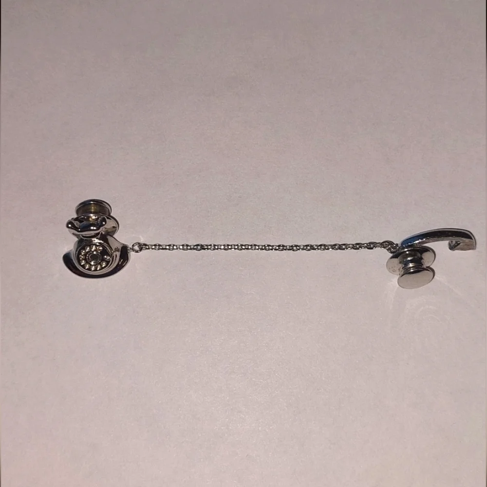 Trifari Silver Colored Rotary Phone Tie Tack or  Scarf Pin Excellent Condition